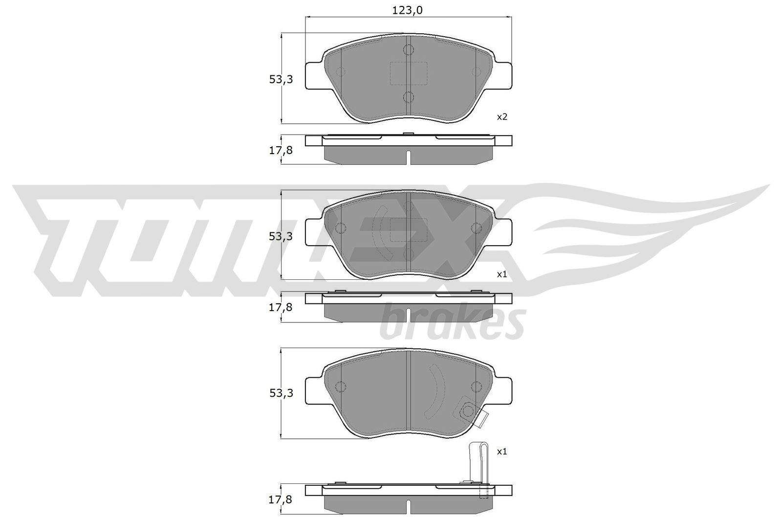 Sada brzdových destiček, kotoučová brzda TOMEX Brakes